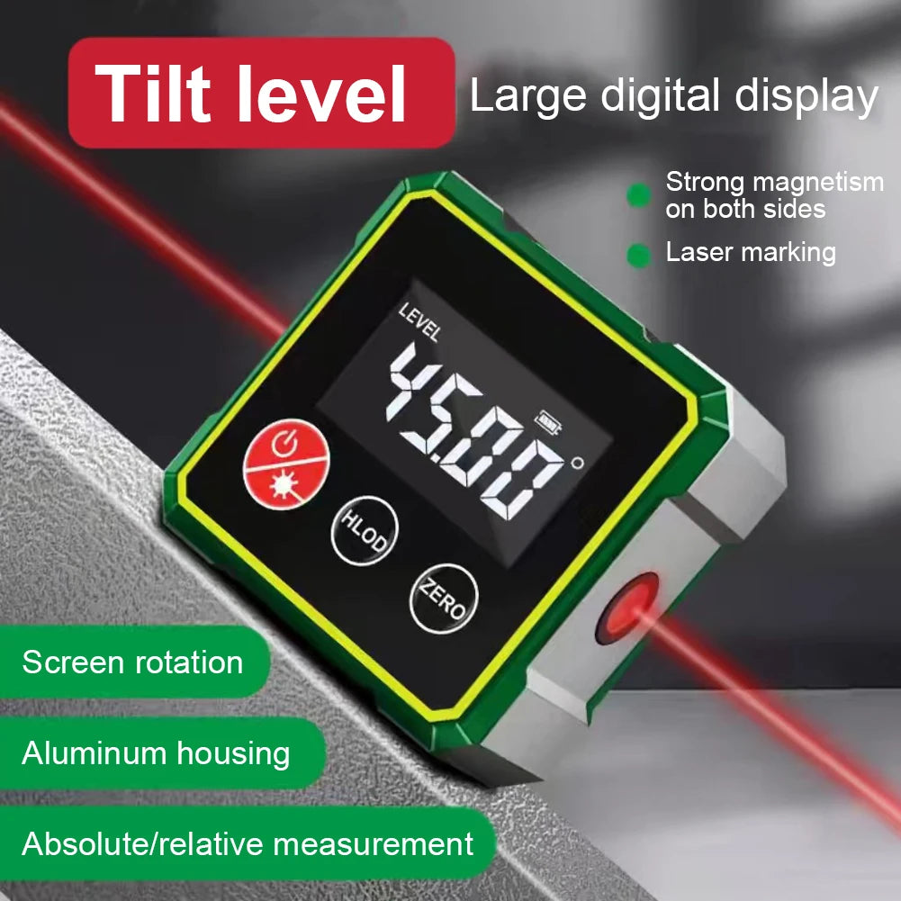 Magnetic LCD Digital Protractor Inclinometer Gauge with Backlight Protractor Inclinometer Bevel Box Level Angle Measurement Tool Qme