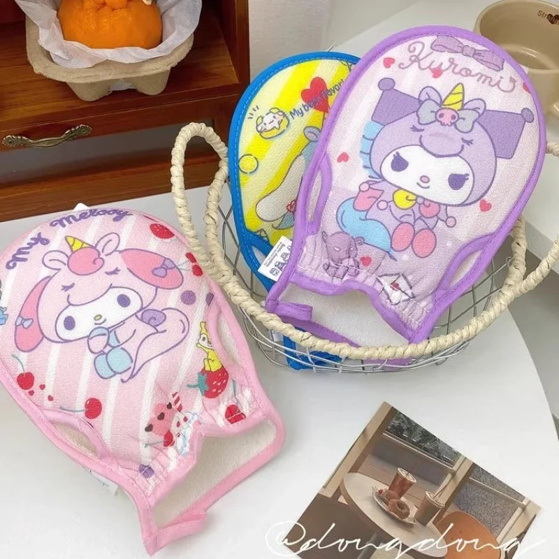 Kuroomi Bath Sponge Home Scrubber Back Strap Gentle Scrubbing Cute Qme