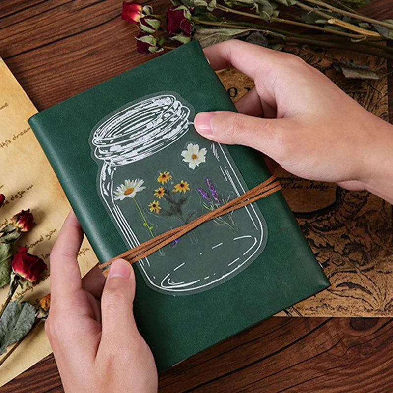 6 Pcs Journal Stickers, Plant and Flower Stickers,PET Waterproof Transparent Floral Patterns,DIY Photo Album Decoration Stickers Qme