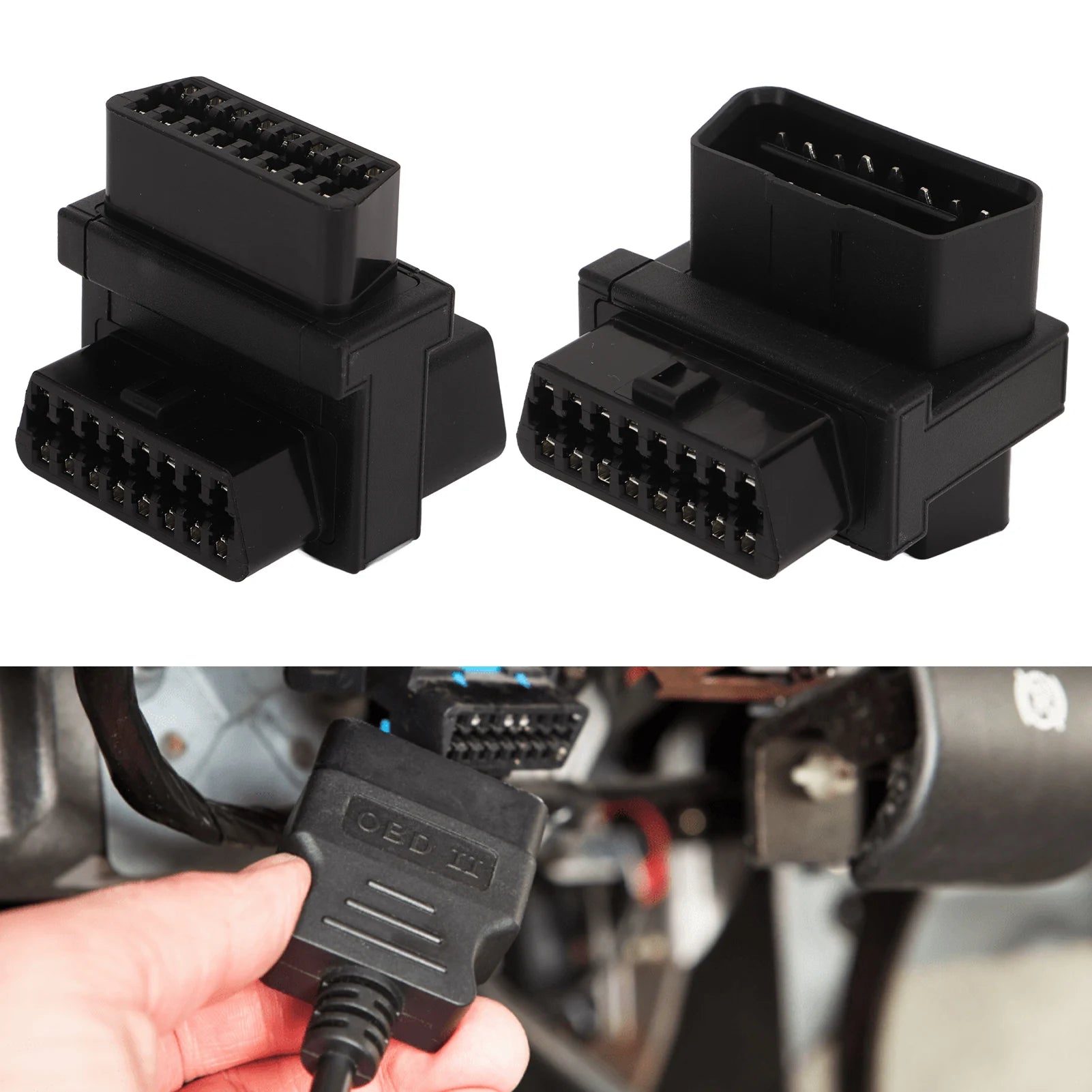 OBD Splitter Converter Anti Crack Portable 16 Pin OBD2 Adapter 16 Pin Male To 2 Female for Diagnostic Extender Qme