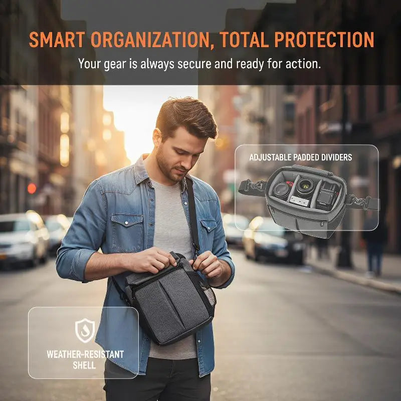 Shockproof Eco-friendly Material Camera Bag Adjustable Crossbody Qme