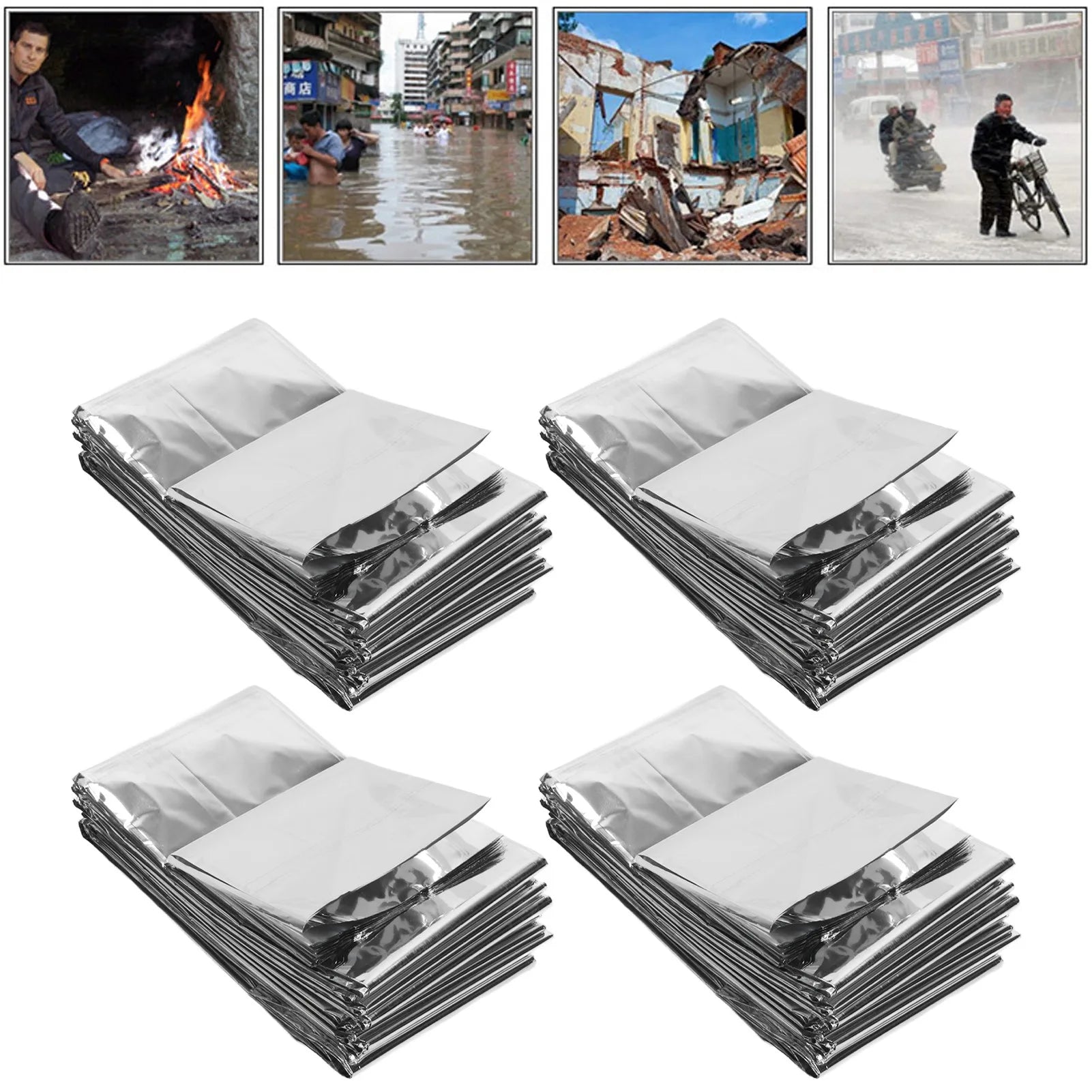 Survival Blanket Portable Emergency Blankets Reflective Multifuncational Waterproof Folding Keep Dry for Camping Qme