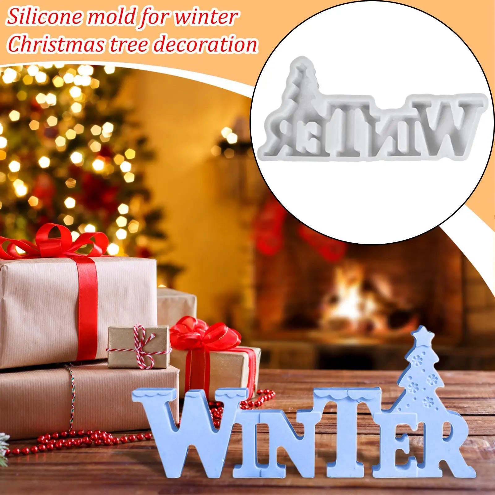 Winter Christmas Tree Candle Mold 3D Silicone Home Decor Offices Desk Qme