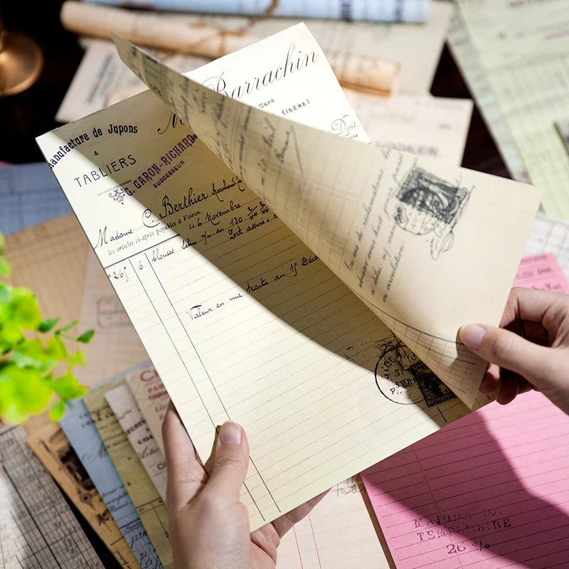 30 Sheets Vintage bill style Large size Material paper Planner Decorative Diy Scrapbooking junk journal Background paper Qme