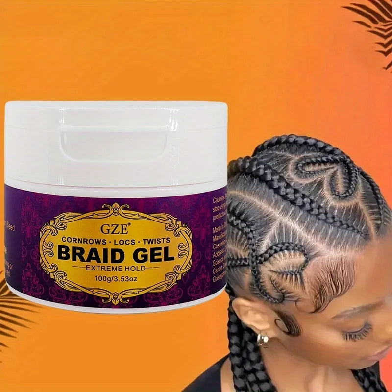 GZE Braid Gel Extra Hold High Shine Braiding Gel & Edge Control Conditioning No Flake Suitable For Twist Locs Braids Edge Qme