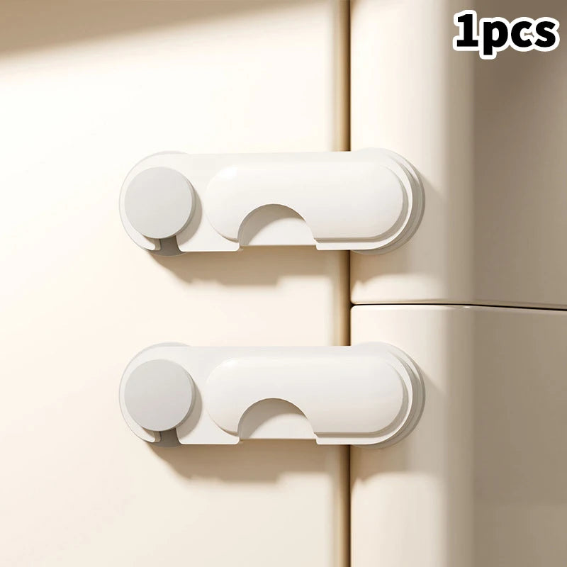 Baby Anti-pinch Hand Cabinet Door Buckle Home Refrigerator Lock Qme Round Gray