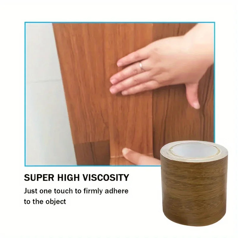 1pc Faux Wood Grain Tape Landscaping Furniture Floor Repair Tape High Adhesive Tape For Office Qme