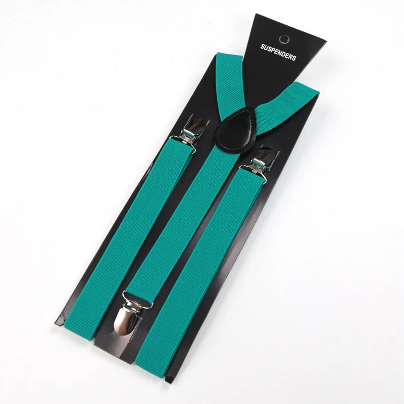 30 Colors Vintage Suspenders Men Women Adult Y Back Adjustable Straps Qme Emerald Green