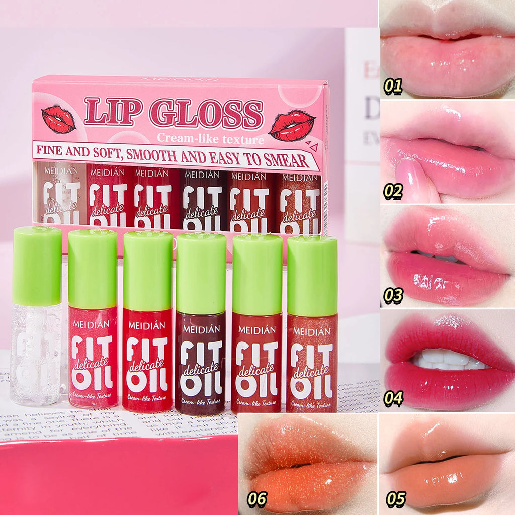 6-Pack Moisturizing Brightening Lip Oil Berry Waterproof Sweat Proof Qme 6pcs