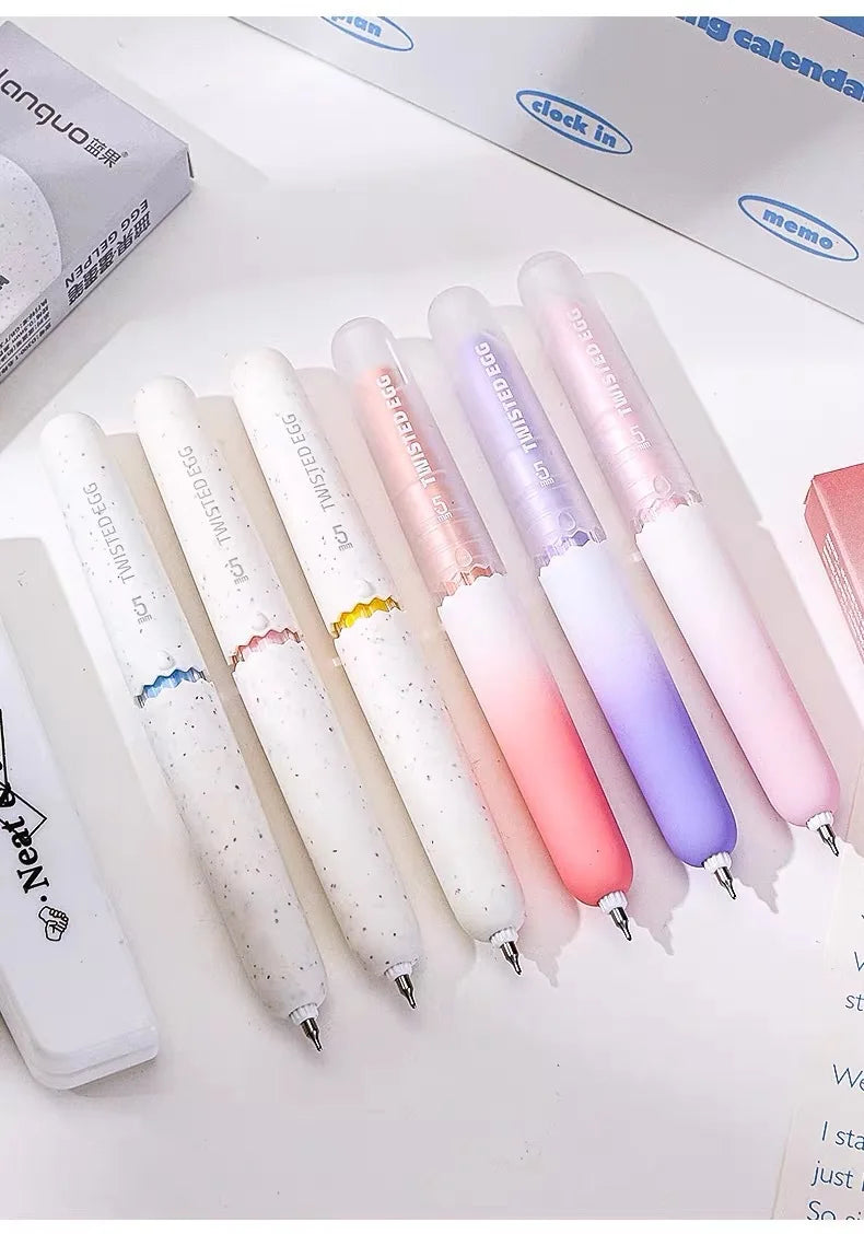 Kawaii Egg Neutral Gel Pens Soft Touch Quick Dry Smooth CS Tips 0.5mm Black Gel Ink Pen For School Writing Stationery Supplies Qme