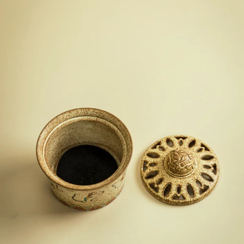 Chinese Retro Ceramic Incense Burner Dunhuang Flying Apsaras Elegant Qme