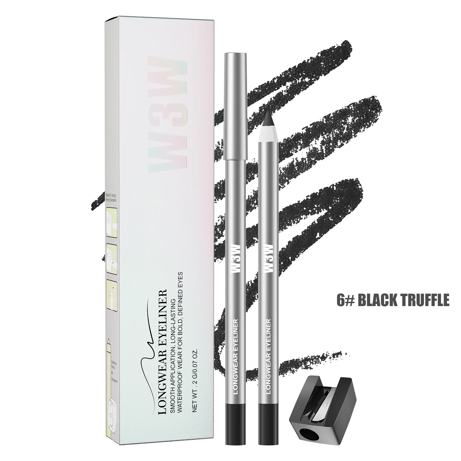 8 Colors Matte Eyeliner Gel Pencil, Ultra-fine Easy Coloring, Waterproof Sweatproof Smudge-proof, With Free Sharpener Qme W686-6 Full Size
