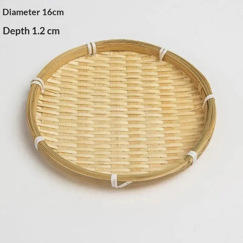 Handwoven Natural Bamboo Tray Sturdy Eco Friendly For Storage Serving Home Decor Qme A2