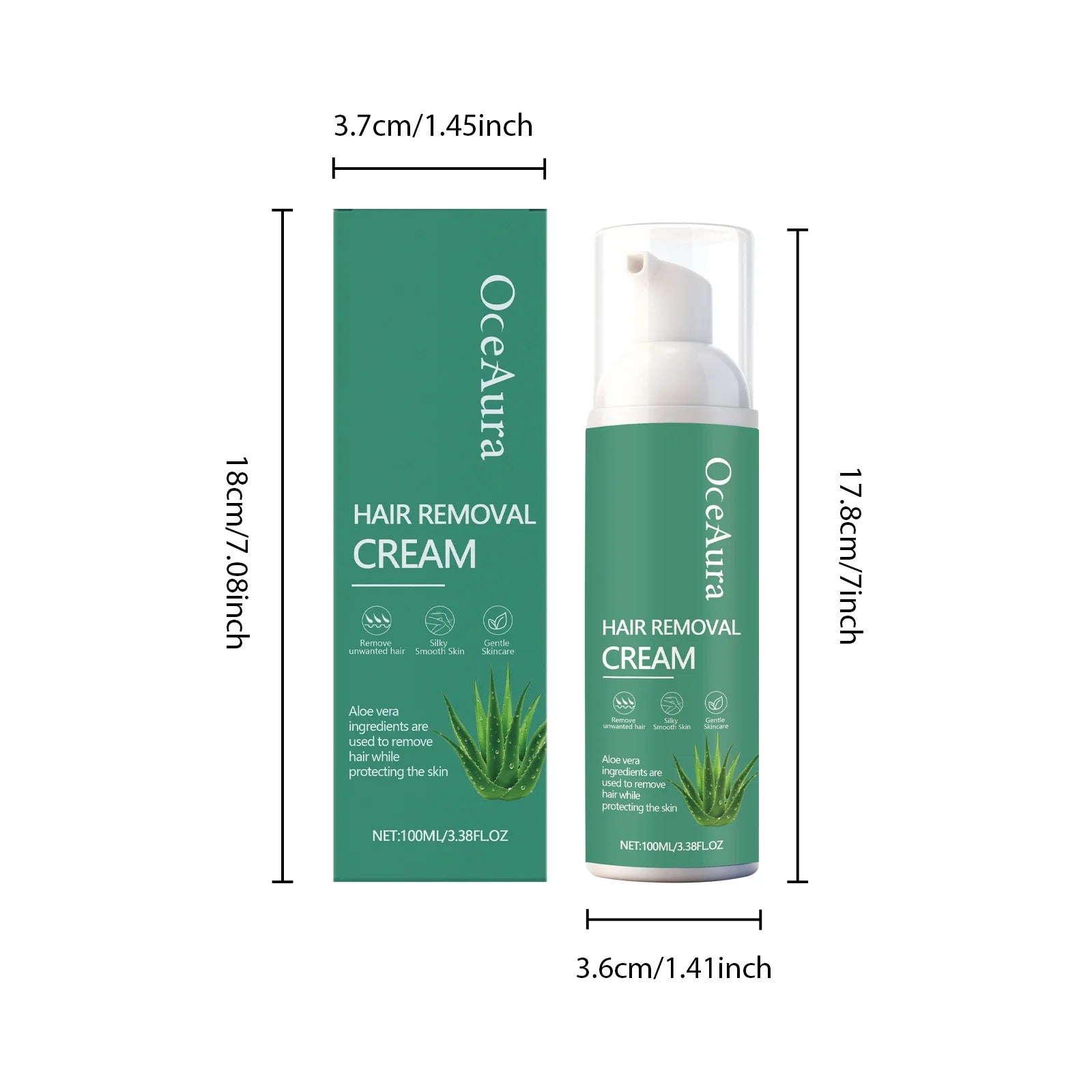 Aloe Vera Men's Hair Removal Mousse Painless Remove Hairs Refresh Smooth Soften Beard Depilatory Foam for Face Arms Legs Body Qme 100ml Boxed