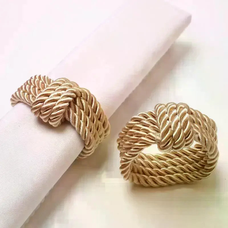 Circle Woven Rope Napkin Ring Christmas Decoration Solid Color Napkin Buckle Restaurant Bar Wedding Home Table Accessories Qme