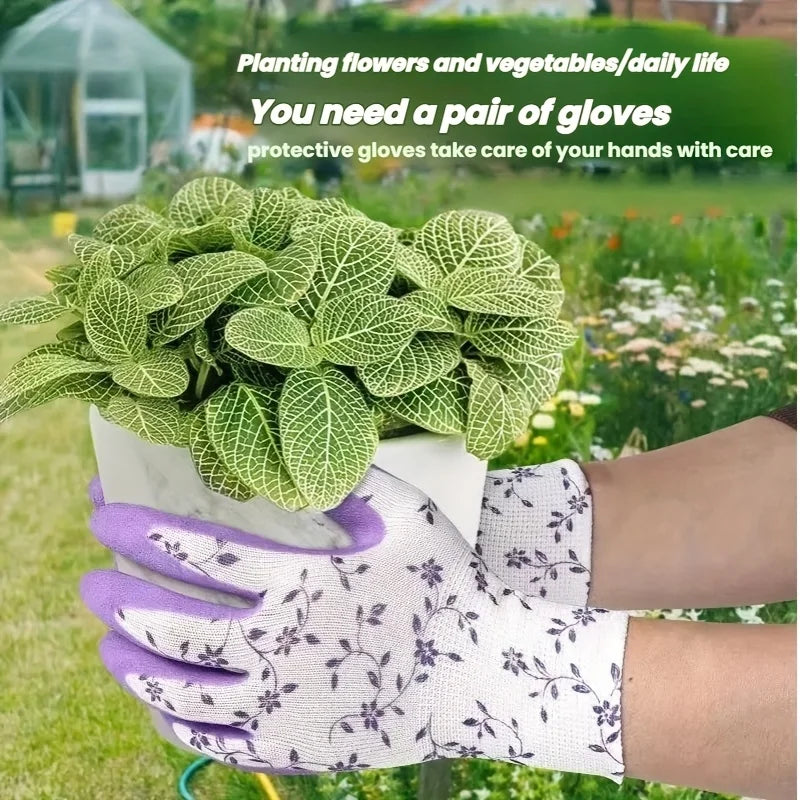 2 pairs of nylon gardening gloves, women's gloves, suitable for garden planting, digging and weeding, multi-purpose gloves Qme