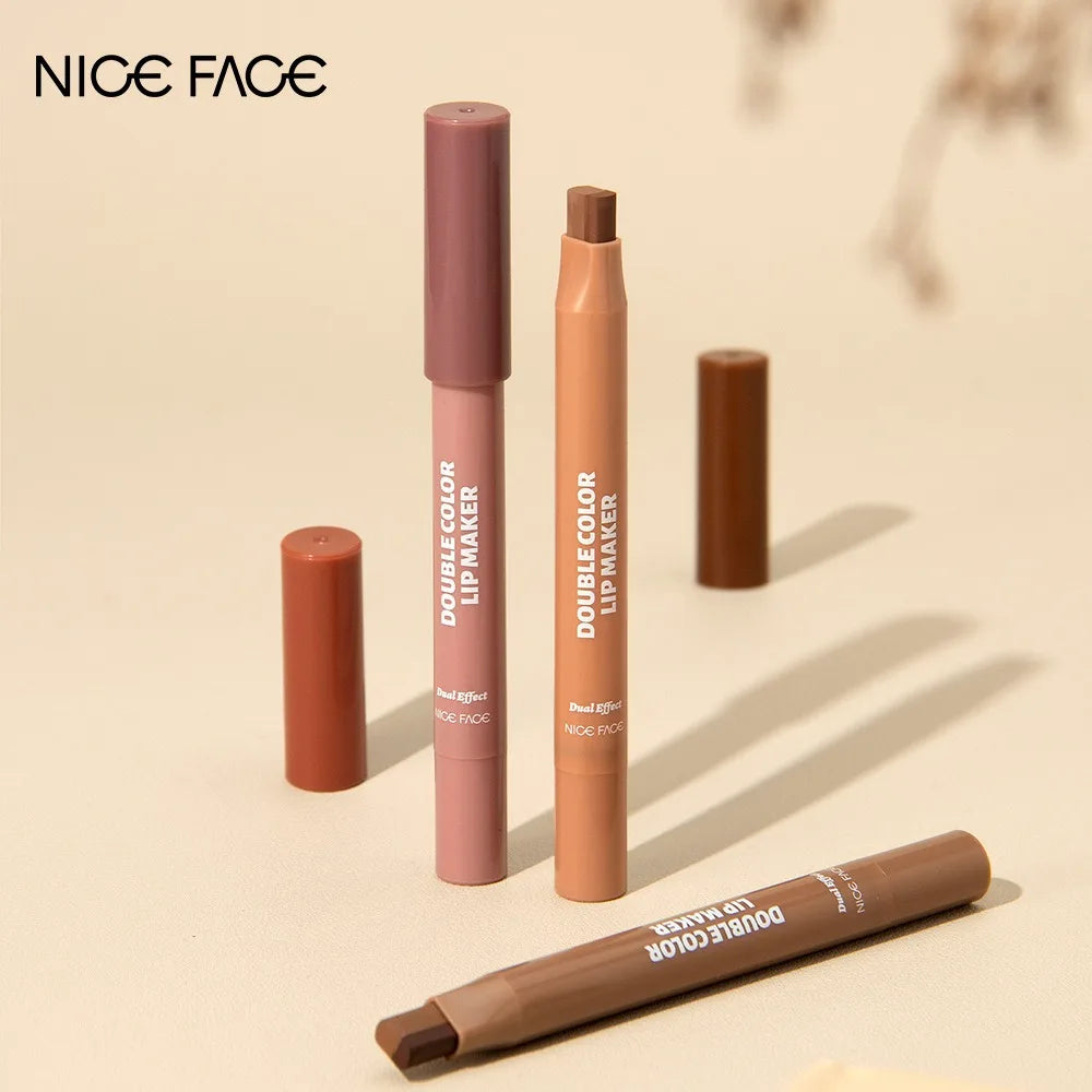 Two-color Lip Liner Pen Smooth Long Lasting Non Stick Cup Matte Lip Pencil, Easy To Color Smudge-Proof Plumping Lip Makeup Qme
