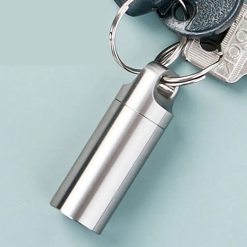Mini Stainless Steel Sealed Capsule Waterproof Pill Box Camping Qme