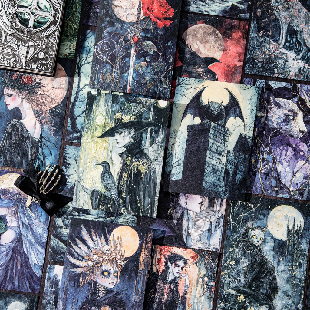 30sheets/bag Gothic Dark Fantasy Writing Paper for Journal Notebook DIY Scrapbooking Card Decoration Gift Wrapping Background Qme