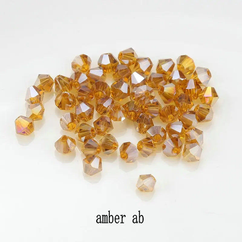 4mm 100pcs Shiny Crystal Beads Bicone Beads Glass Beads Loose Spacer Beads for Bracelet DIY Jewelry Making 200pcs Qme 36