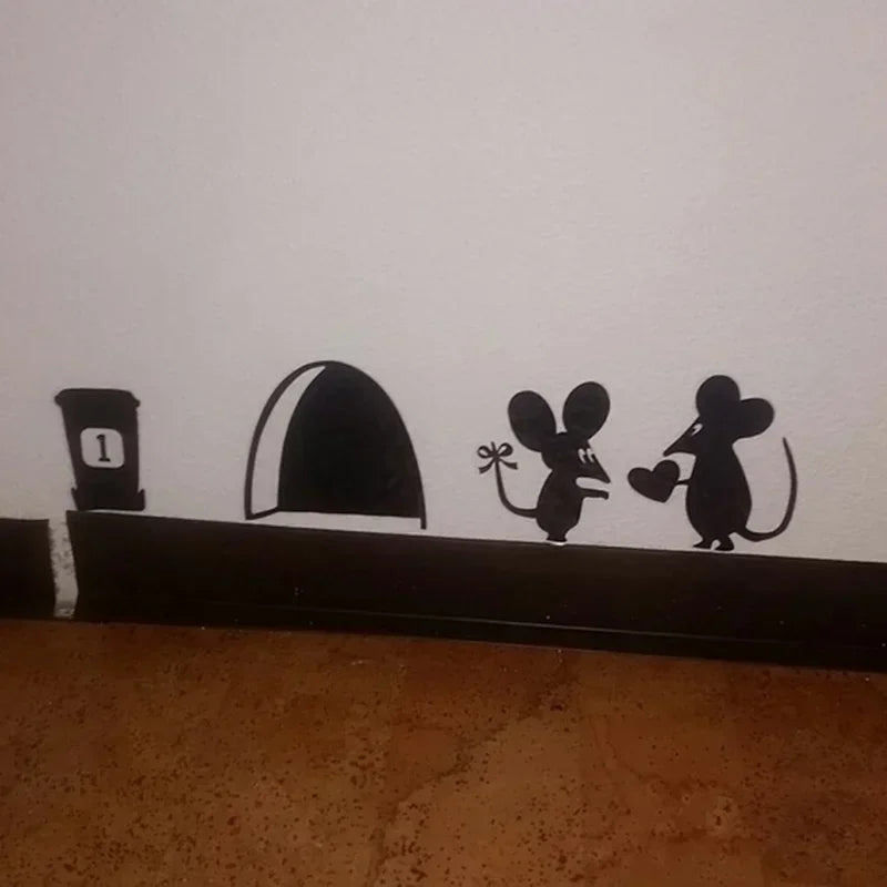 Wall Cute Decoration Black Cartoon Mouse Love Heart Vinyl Art Sticker Qme