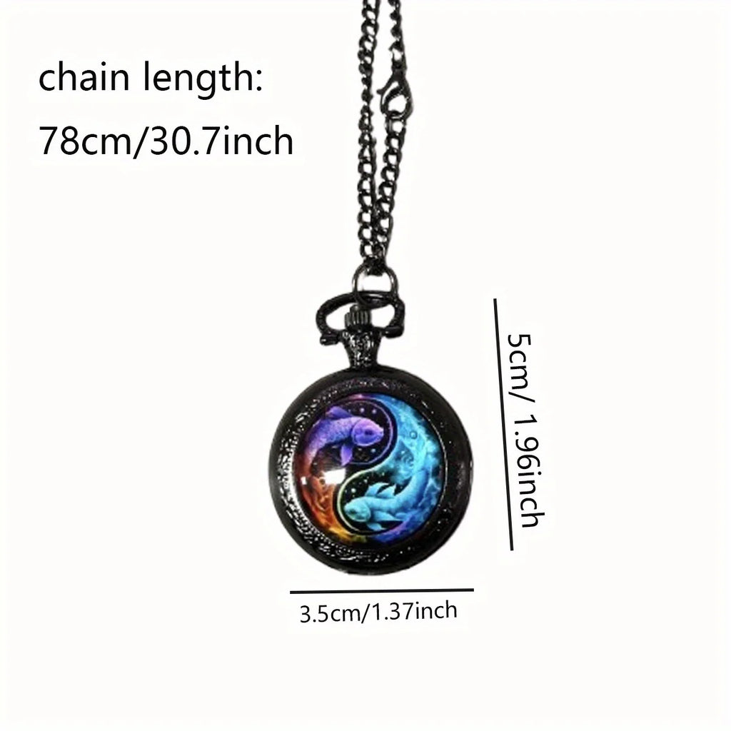 5pcs flip decoration necklace watch combination - fashionable neutral quartz watch with colorful animal pattern design Qme