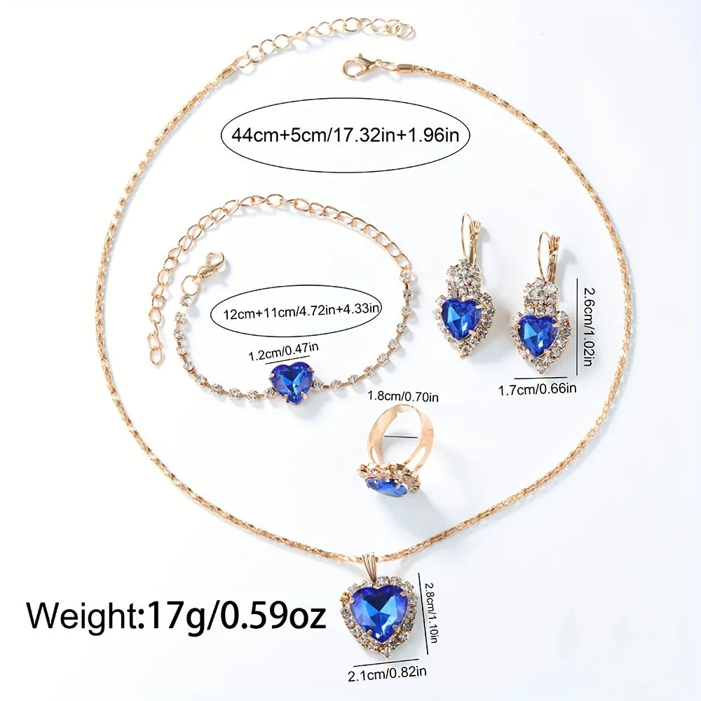 A fashionable women's quartz watch set, consisting of a 6-piece alloy round case timetable, earrings, necklace, and ring set, Qme