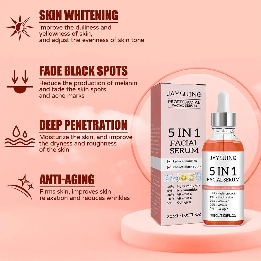 5-in-1 Face Serum Moisturizing Whitening Anti-wrinkle Anti-aging Qme