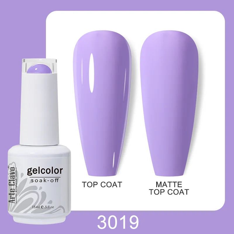 Arte Clavo Gel Nail Polish Matte Semipermanent Varnish UV Glitter Qme 3019