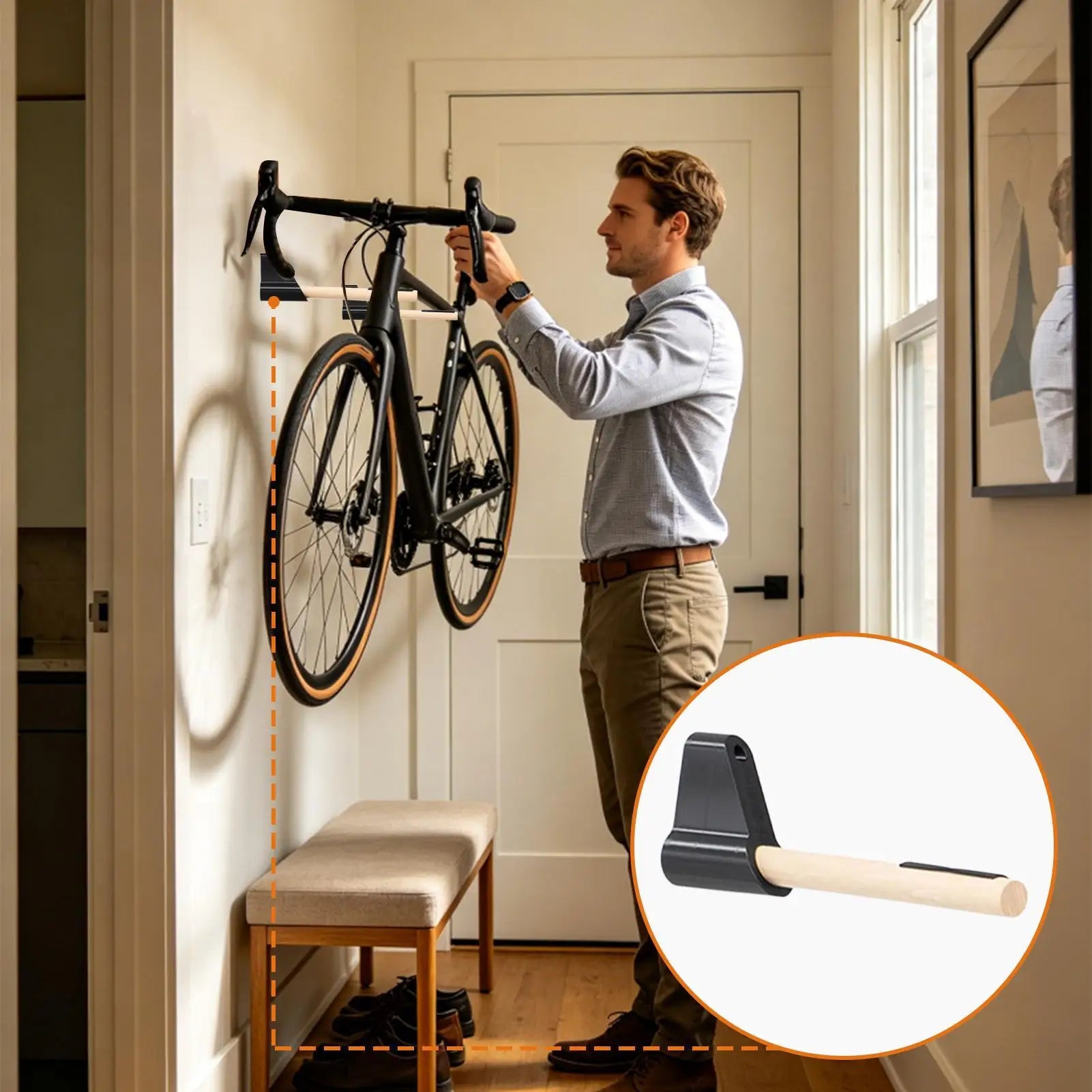 Wall Mount Bike Rack Bicycle Storage Hanger Vertical Home Apartment Qme