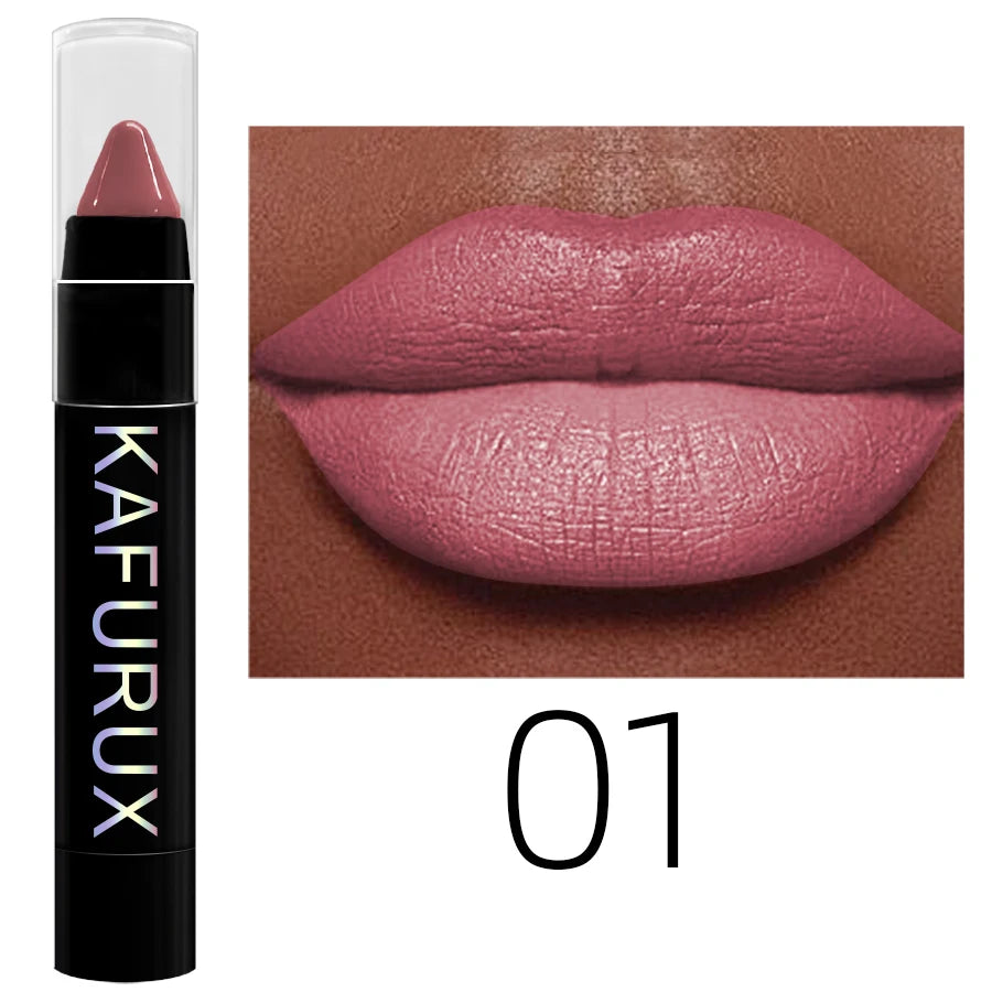 15 Colors Nude Velet Matte Lipstick Pencil Waterproof Long Lasting Qme 01