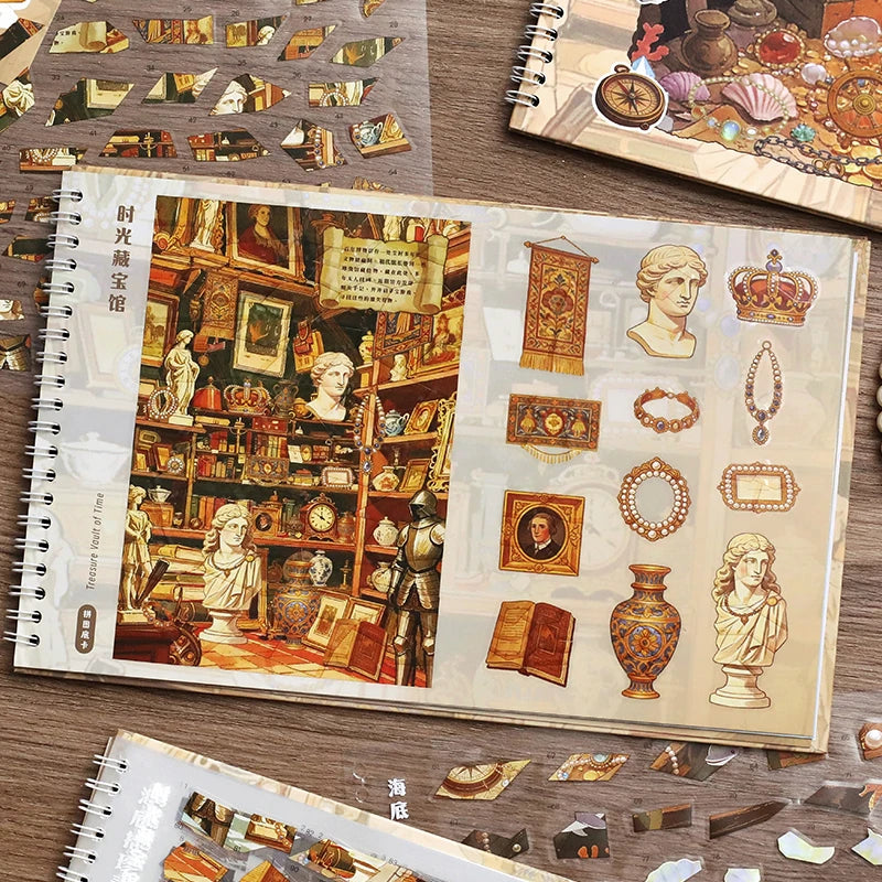 19 Pcs Adventure Log Series Treasure Hunt Puzzle Sticker Book - Immersive DIY Stress Relief Stickers with an Instagram Aesthetic Qme