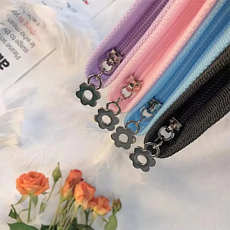 A5 Transparent Glitter PVC File Bag Student Stationery Storage Ins Color Wrapped Zipper Bag Simple Plastic Material Storage Bag Qme