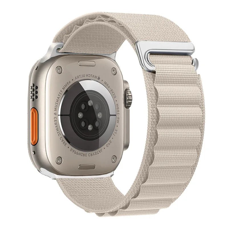 T Suitable for Apple IWatch Watch Strap 49mm 44mm 45mm 42mm Nylon Mountaineering Wear-resistant Woven Strap for Men Qme Beige 25mm 49MM