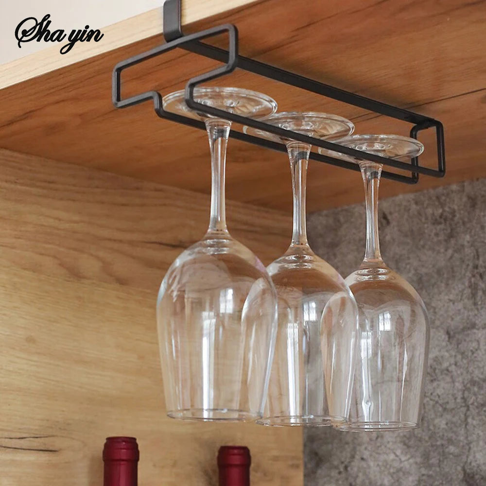Hanging Red Wine Glass Storage Rack, Home High Footed Cup Storage Rack Without Punching Holes Inverted Drain Rack Organizer Qme