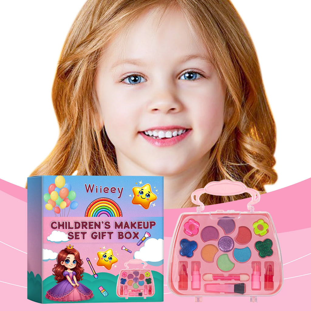 Girls Makeup Set for Children's Cosmetics Kit Princess Makeup Gift Box Lipstick Eyeshadow Blush Safe Non-Toxic Kids Beauty Toys Qme