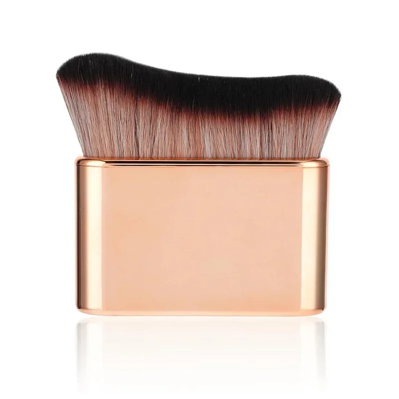 Single Wave-shaped Flat Fan Face Body Brush Ultra Soft Dense Qme rose gold