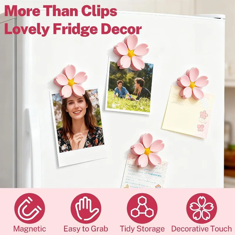 1/2/4pcs Sakura Magnetic Refrigerator Magnet Sealing Clip Petal Sealing Clip Household Snacks Fixed Clip Kitchen Accessories Qme