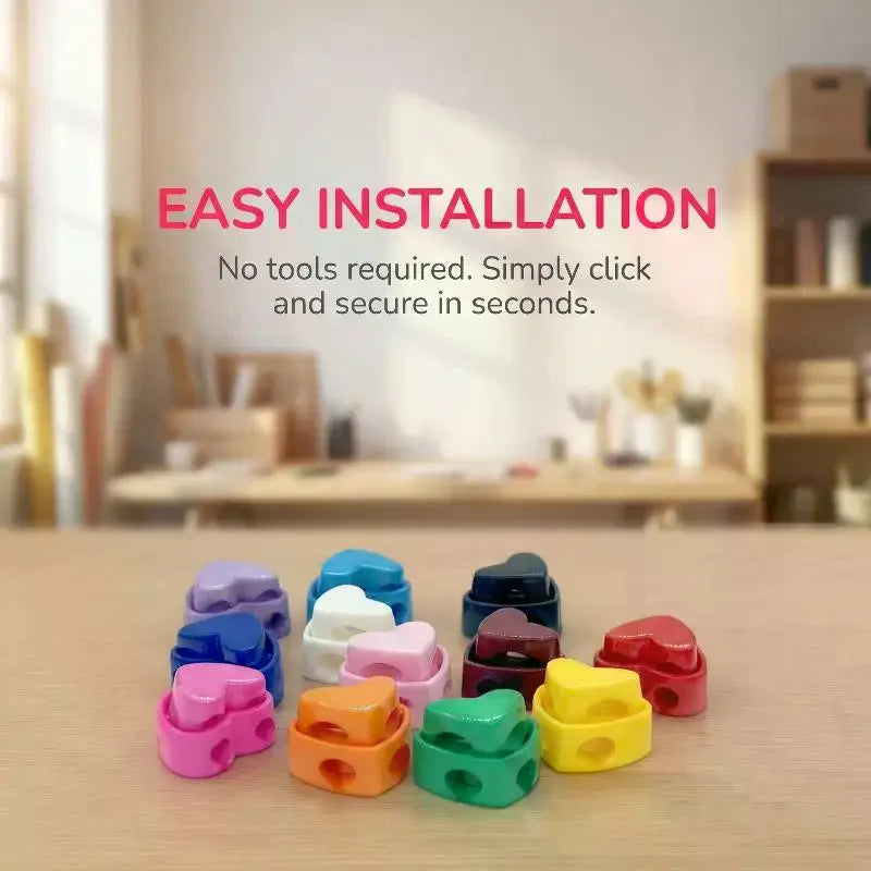 5pcs Colorful Garment Stoppers Heart-Shaped Plastic Cord Locks Double Hole Spring Toggle Anti-slip Stoppers Garment Accessories Qme