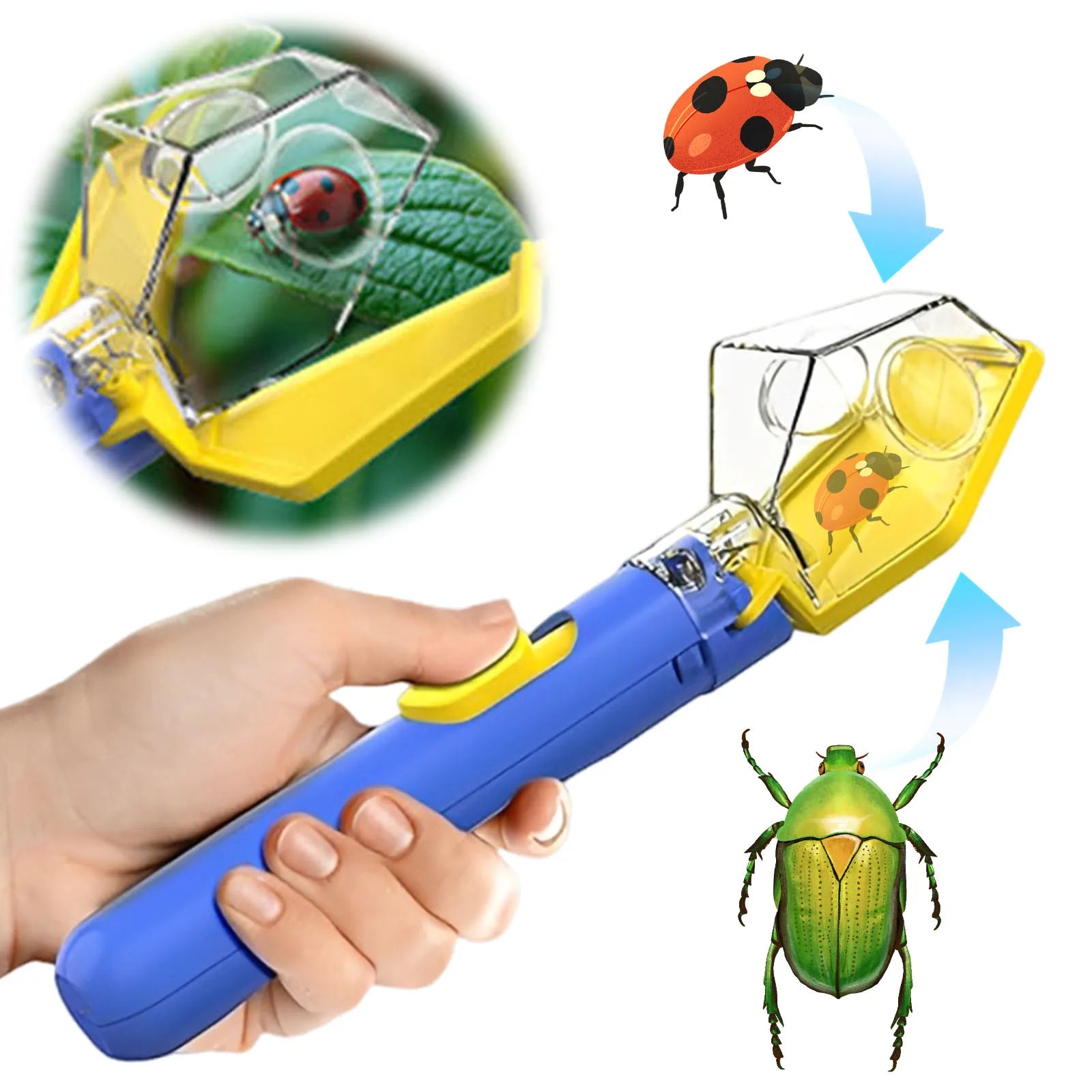 Multifunctional Portable Insect Catcher Push Type Transparent Observer Box Bug Catcher with Magnifying Glass Comfortable Grip Qme