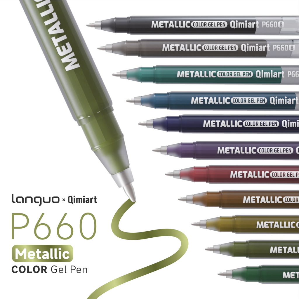 LANGUO 48 Colors Metallic Gel Pens Set,for Coloring, Drawing, Scrapbooking, Card Making, Metallic Acrylic Pens Stationery Qme