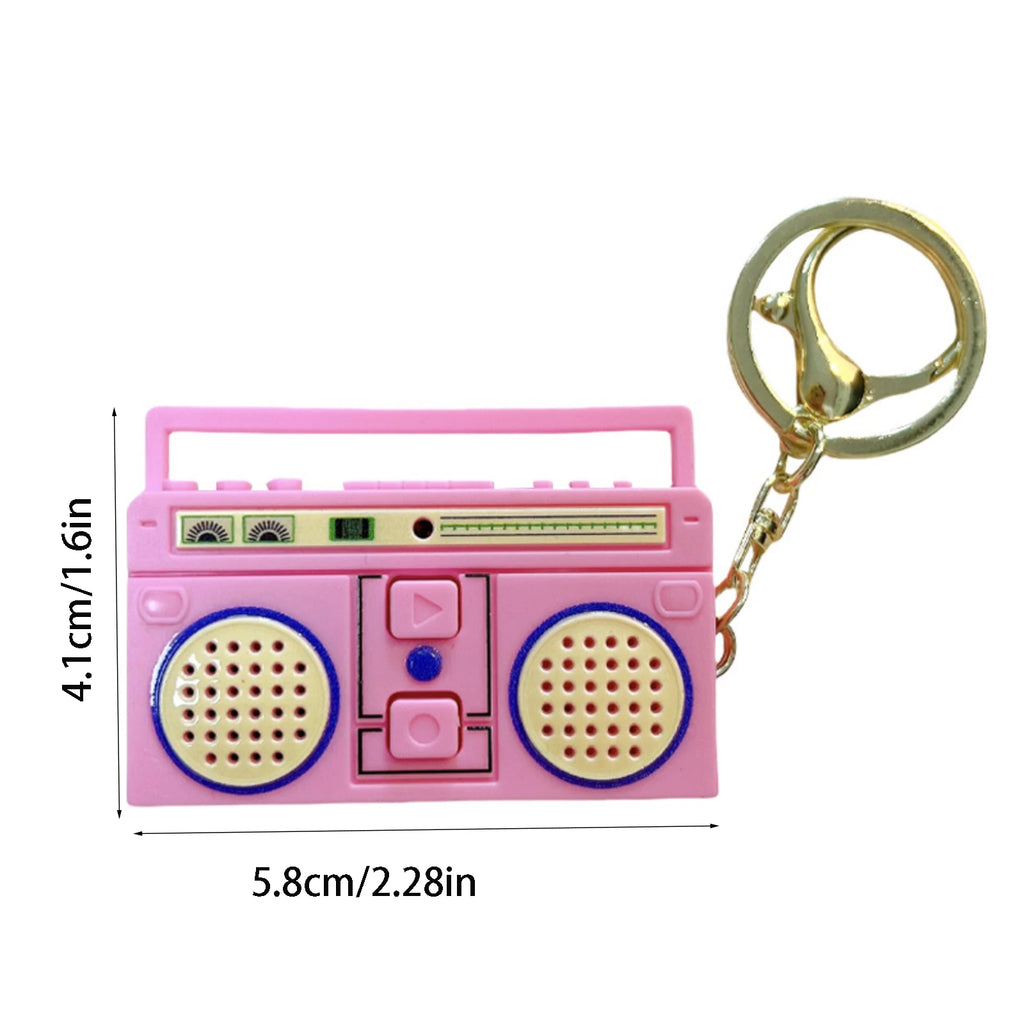 Creative Simulated Recorder Keychain Mini Portable Retro Album CD Fun Music Box Bag Decor Accessories Keyring for Friends Gifts Qme