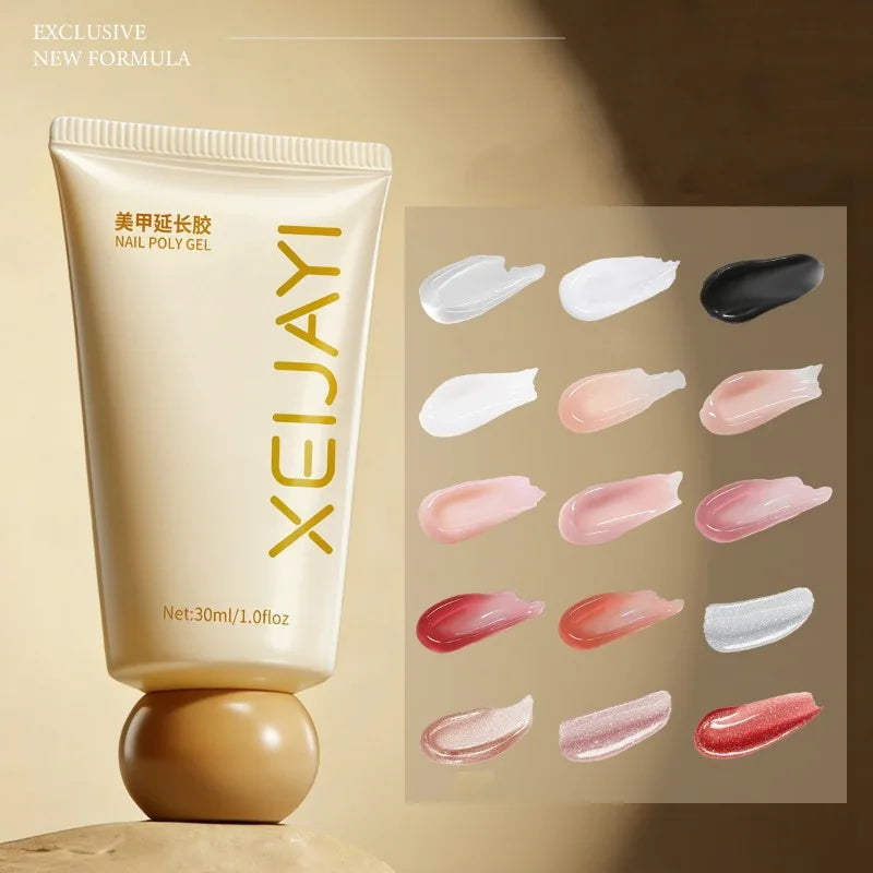 15 Colors Steel Level UV Hard Builder Gel, 30ml Fast Nail Extension Gel, High Viscosity Non-Brittle Long Lasting Soak Off Gel Qme