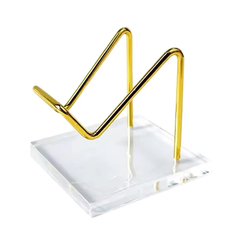 Metal Mineral Display Stand Acrylic Base Crystal Jewelry Stone Shelf Qme Gold-M