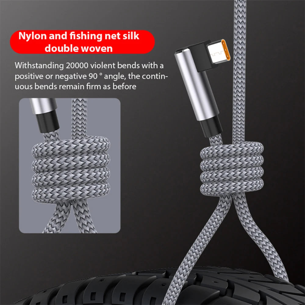 8/5/3/2/1m 60W 6A USB-A To TYPE-C Elbow Cord Fast Charging Cable USB PD Universal Extended Data Line For Samsung Huawei Xiaomi Qme