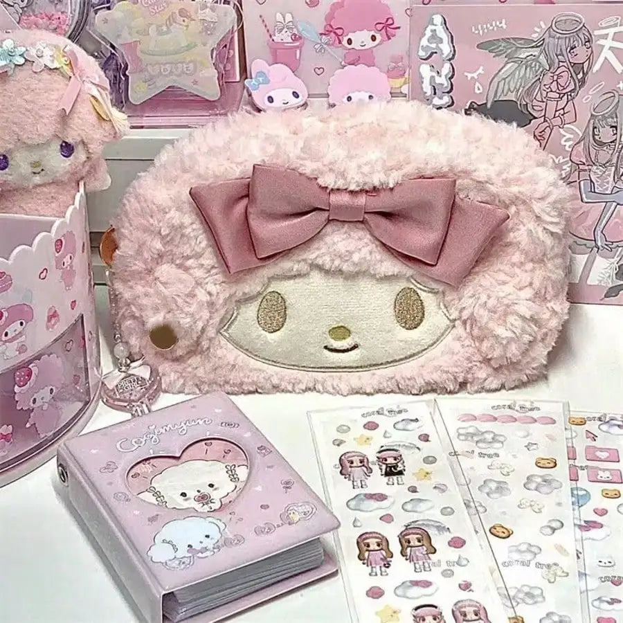 Sanrio KT Cat Plush Pencil Case High-value Cross Cute Bow Cartoon Qme