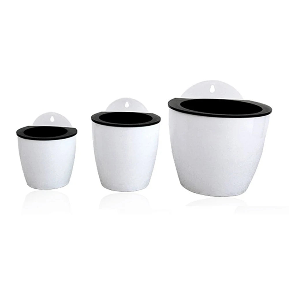 Wall-Mounted Flower Pot Automatic Water-Absorbing Plastic Soil Or Hydroponics System Pot For Wall Balcony Flower Pot Holder Qme