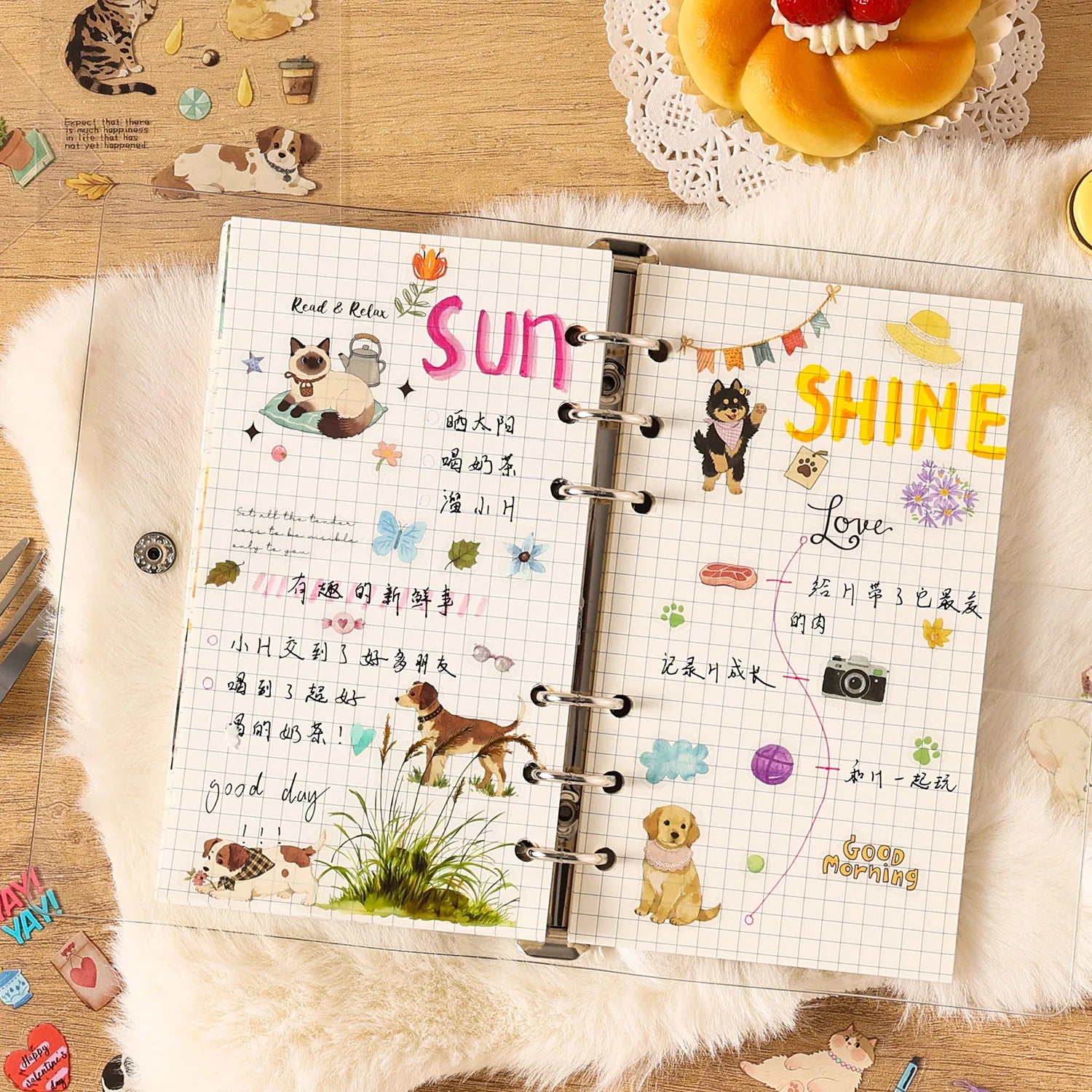 20/80Pcs/Book Cute Pet Party Series Die cut sticker book Handbook Calendar Greeting Cards Diary Notebook Album Material Stickers Qme