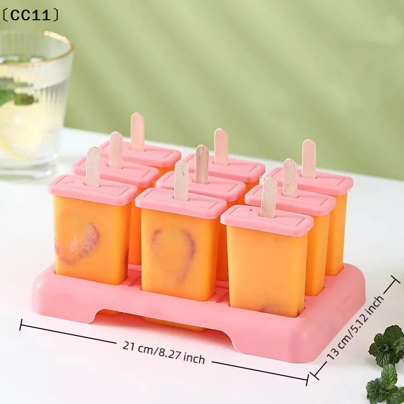 9 Grid Ice Cream Mold Popsicle Tray DIY Machine Homemade Summer Stick Qme