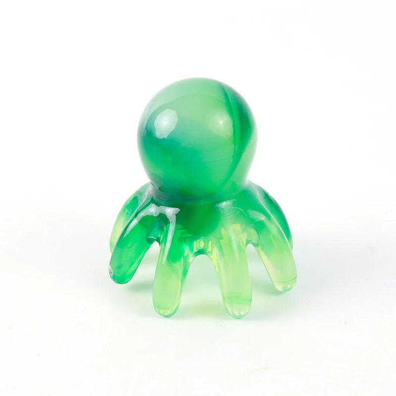 Resin Octopus Shaped Head Meridian Acupoint Massage Comb Wide Tooth Qme gradient green
